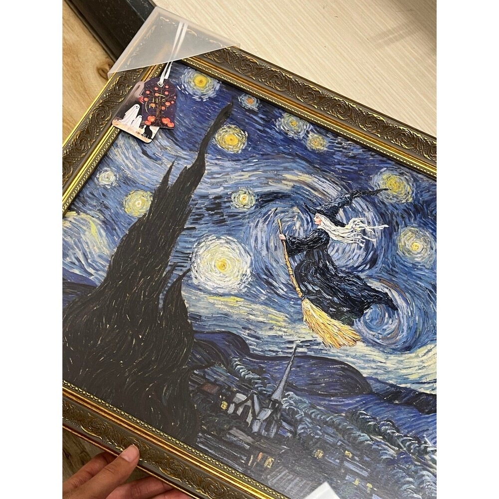 Marmont Hill Halloween Starry Night Flying Witch Framed Wall Art Decor - Picture 2 of 2